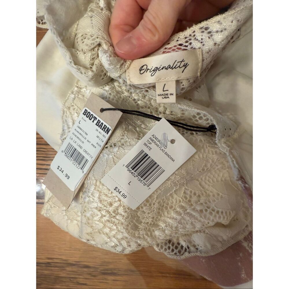 Originality White American Flag Bandana Strapless Cropped Top Size Large NWT - Picture 3 of 4